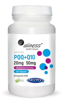 PQQ MGCPQQ® 20 mg + Q10 50 mg Vege Aliness, 60 kaps.