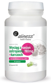 Ekstrakt z nasion ostropestu 190mg+karczoch Vege Aliness, 100 kaps.