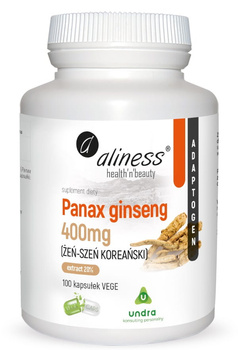 Panax Ginseng(ŻEŃ-SZEŃ KOREAŃSKI)20% 400mg Aliness, 100 kaps.