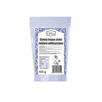 Siemię lniane złote mielone odtłuszczone, Olvita 400 g