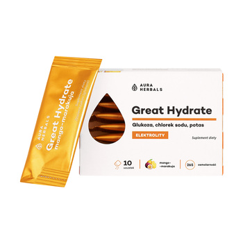 Great Hydrate, elektrolity mango-marakuja Aura Herbals, saszetki 10 szt.