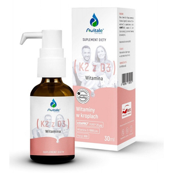 Witamina K2 + D3 (Vita MK7) 25uq + D3 1000IU Olive Krople Avitale, 30 ml