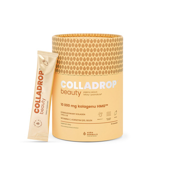 Colladrop® Beauty, kolagen HMG™ 10000 mg Aura Herbals, mango, saszetki 30 szt. Krótki termin: 08,05,2026