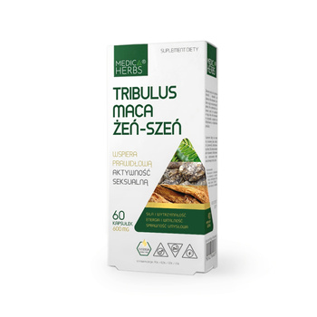 Tribulus + Maca + Żeń-Szeń 60 kapsułek – naturalny suplement | Medica Herbs