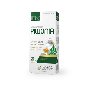 Piwonia 600 mg Medica Herbs Równowaga Naturalne Wsparcie 60 kaps