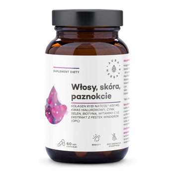 Kolagen Rybi NatiCol®, 800 mg, Włosy, Skóra, Paznokcie, Aura Herbals, 60 szt.