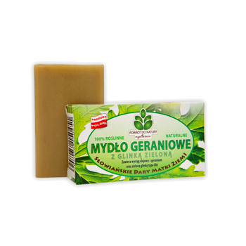 Mydło geraniowe z zieloną glinką Powrót do Natury, 100 g