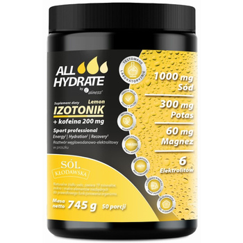 Izotonik Lemon+Kofeina 200mg ALLHydrate, 745g