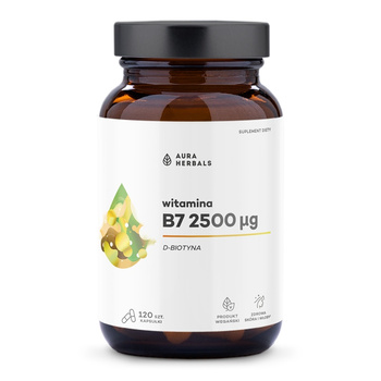 Witamina B7 2500 µg, biotyna Aura Herbals, 120 kapsułek