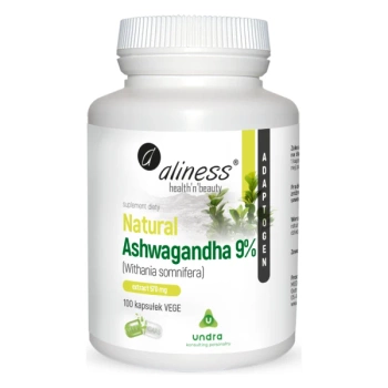 Natural Ashwaganda 570 mg9% Aliness, 100 kapsułek VEGE
