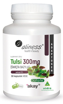 TULSI (ŚWIĘTA BAZYLIA) extract 5% 300mg Vege Aliness, 90 kaps. Krótki termin: 11,2025