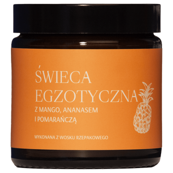 Świeca egzotyczna z mango, ananasem i pomarańczą Mglife, 120ml