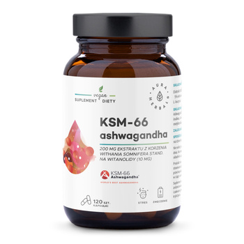 Ashwagandha, KSM-66 Korzeń 200 mg Aura Herbals, kapsułki 120 szt.