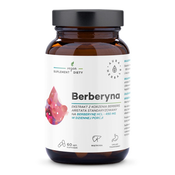 Berberyna 490 mg, HCL, Berberis aristata Aura Herbals, kapsułki 60 szt.
