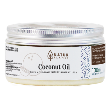 Olej Kokosowy nierafinowany Natur Planet, 100 ml.
