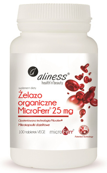 Żelazo Organiczne MICROFERR® 25mg Vege Aliness, 100 tab.