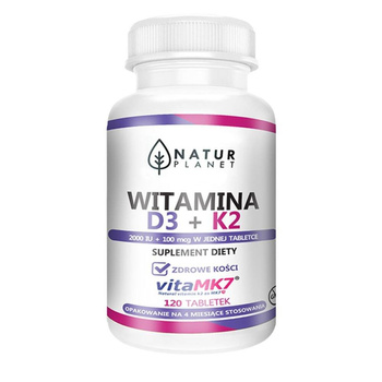 Witamina D3+K2 Natur Planet, 120 tabletek