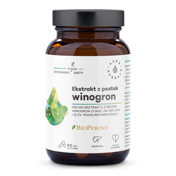 Ekstrakt z pestek winogron 550 mg, 95% OPC Aura Herbals, kapsułki 60 szt.