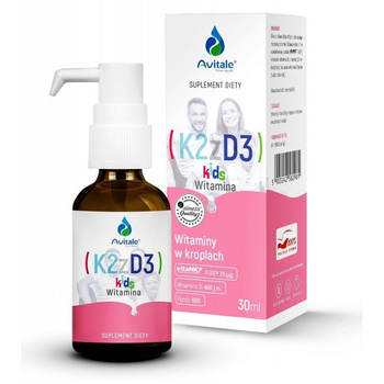 Witamina K2 + D3 KIDS (VitaMK7) 25uq + D3 400IU Olive Krople Avitale, 30ml