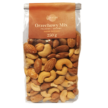 Orzechowy Mix -  prażony solony Natur Planet, 250 g. Krótki termin 10.2025