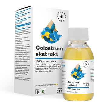 Colostrum Ekstrakt, 100% czysta siara bydlęca Aura Herbals, 125 ml. Krótki termin : 31,03,2026
