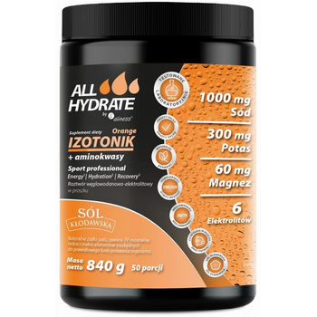 Izotonik Orange+aminokwasy ALLHydrate, 840g
