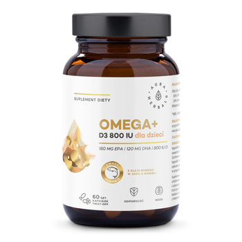 Omega+ Witamina D3 800 IU dla dzieci Aura Herbals, 60 szt.