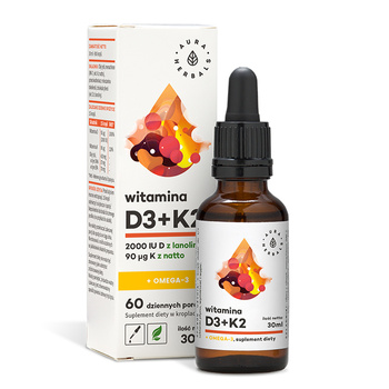Witamina D3 2000 IU + K2 + Omega-3 Aura Herbals, 30 ml
