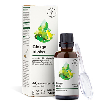 Ginkgo Biloba, ekstrakt Miłorząb Japoński 50:1 45 mg Aura Herbals, 50 ml