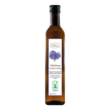 Olej lniany zimnotłoczony do diety dr Budwig Olvita, 500 ml