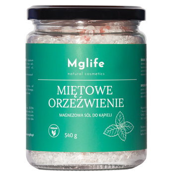 Miętowe orzeźwienie magnezowa sól do kąpieli Mglife, 540g