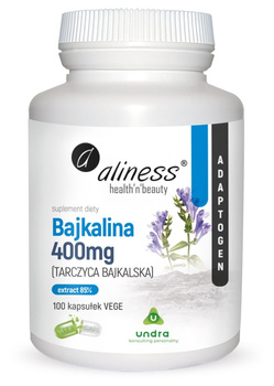 Bajkalina Extract 85% 400mg Vege Aliness, 100 kaps. Krótki termin: 01,2026