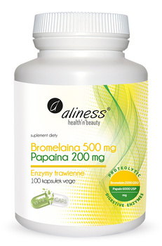 Bromelaina 500mg Papaina 200mg Vege Aliness, 100 kaps.