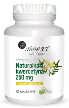 Naturalna kwercetyna 250mg Vege Aliness, 100 kaps. Krótki termin: 01,2026