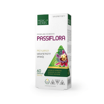 Passiflora 500 mg Medica Herbs Relaks Spokój Sen 60 kaps
