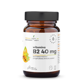 Witamina B2 R-5-P 40 mg, ryboflawina Aura Herbals, 60 kapsułek