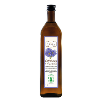 Olej lniany zimnotłoczony do diety dr Budwig Olvita, 1000 ml