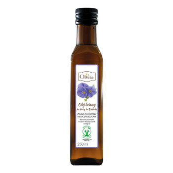 Olej lniany zimnotłoczony do diety dr Budwig Olvita, 250 ml