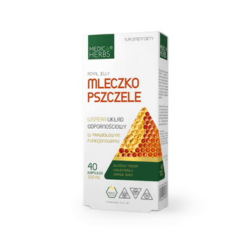 Mleczko Pszczele 300 mg Medica Herbs Energia Witalność Odporność 40 kaps
