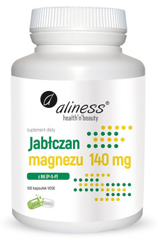 Jabłczan Magnezu 140 mg z B6 (P-5-P) Vege Aliness, 100 kaps.