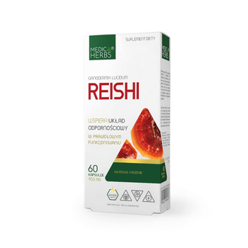 Reishi 450 mg Medica Herbs Odporność Witalność Adaptogen 60 kaps