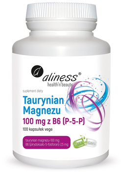 Taurynian Magnezu 100mg B6 Aliness, 100 kaps.