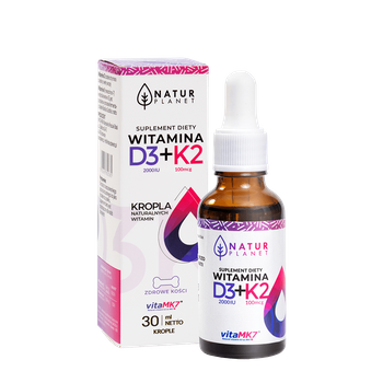 Witamina D3+K2 FORTE 2000IU krople Natur Planet, 30 ml