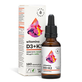 Witamina D3 2000 IU + K2 Aura Herbals, 30 ml